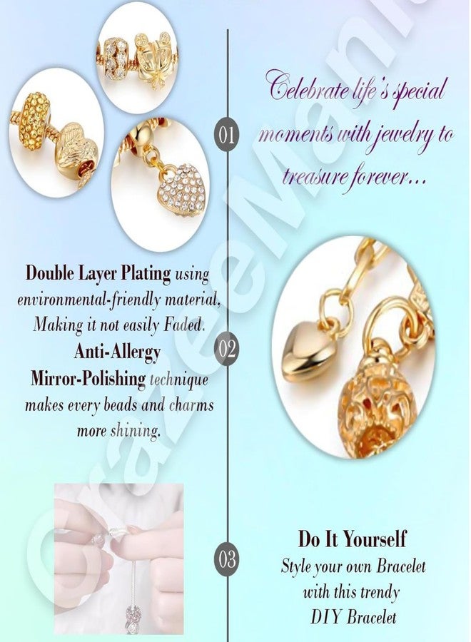 XINJIDUO 14K Gold Plated Love Locked Bracelets for Women, 2 Pcs, Gold and Pink, 7.5" + 1.5" Extender, with Crystal, Love Heart Charm - Image 3